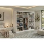 Szafa przesuwna NAURU 240 cm - biały z lamelami dąb aristan