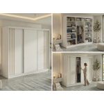 Szafa przesuwna NAURU 240 cm - biały z lamelami dąb aristan