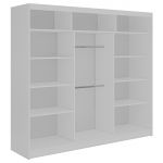 Szafa przesuwna NAURU 240 cm - biały z lamelami dąb aristan