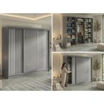 Szafa przesuwna NAURU 240 cm - szary z lamelami białymi