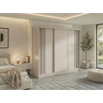 Szafa przesuwna NAURU 240 cm - kaszmir z lamelami czarnymi