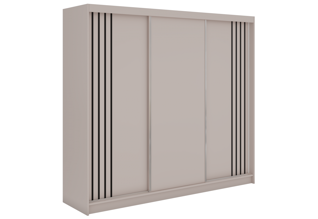 Szafa przesuwna NAURU 240 cm - kaszmir z lamelami czarnymi