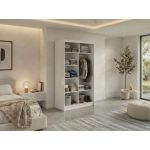 Szafa przesuwna NAURU 120 cm - biały z lamelami czarnymi + 2 szuflady