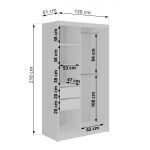 Szafa przesuwna NAURU 120 cm - biały z lamelami dąb aristan + 2 szuflady