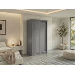 Szafa przesuwna NAURU 120 cm - szary z lamelami białymi + 2 szuflady