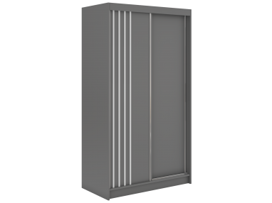 Szafa przesuwna NAURU 120 - szary z lamelami białymi + 2 szuflady