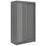 Szafa przesuwna NAURU 120 cm - szary z lamelami białymi + 2 szuflady