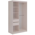 Szafa przesuwna NAURU 120 cm - kaszmir z lamelami czarnymi + 2 szuflady