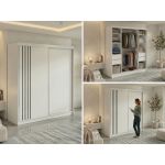 Szafa przesuwna NAURU 200 - biały z lamelami czarnymi + 4 szuflady