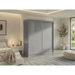 Szafa przesuwna NAURU 200 - szary z lamelami białymi + 4 szuflady