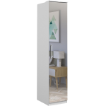 Wąska szafa z lustrem na froncie i półkami do sypialni i garderoby - OLIVER Biały / Lustro