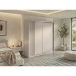 Szafa przesuwna NAURU 200 - kaszmir z lamelami czarnymi + 4 szuflady