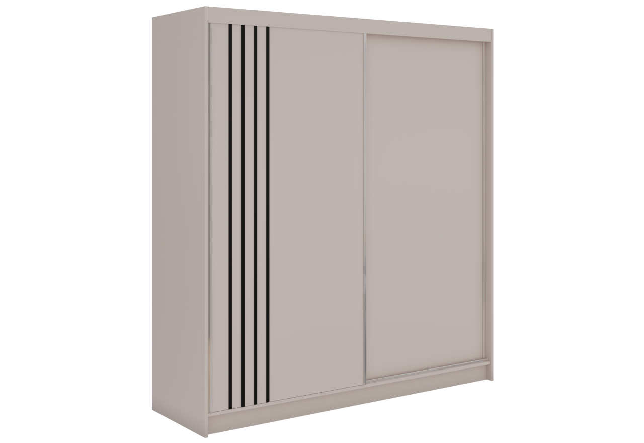 Szafa przesuwna NAURU 200 - kaszmir z lamelami czarnymi + 4 szuflady