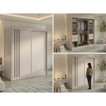 Szafa przesuwna NAURU 200 - kaszmir z lamelami czarnymi + 4 szuflady