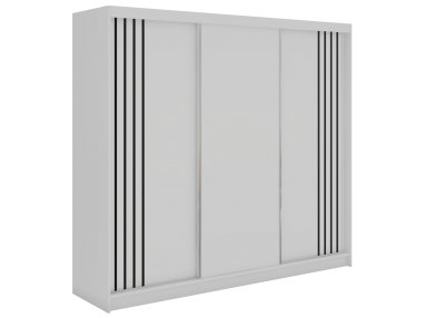 Szafa przesuwna NAURU 240 - biały z lamelami czarnymi + 4 szuflady