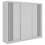 Szafa przesuwna NAURU 240 cm - biały z lamelami czarnymi + 4 szuflady