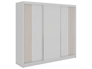 Szafa przesuwna NAURU 240 - biały z lamelami dąb aristan + 4 szuflady