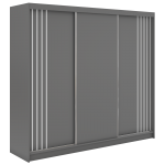 Szafa przesuwna NAURU 240 cm - szary z lamelami białymi + 4 szuflady