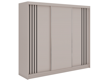 Szafa przesuwna NAURU 240 - kaszmir z lamelami czarnymi + 4 szuflady