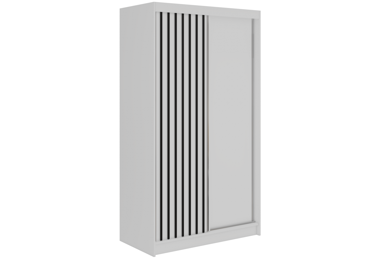 Szafa przesuwna LUMOS 120 cm - biały, z lamelami czarnymi