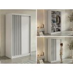 Szafa przesuwna LUMOS 120 cm - biały, z lamelami czarnymi