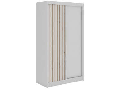 Szafa przesuwna LUMOS 120 - biały, z lamelami dąb aristan