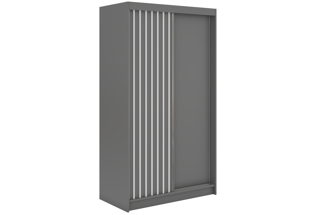 Szafa przesuwna LUMOS 120 cm - szary, z lamelami białymi