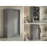 Szafa przesuwna LUMOS 120 cm - szary, z lamelami białymi