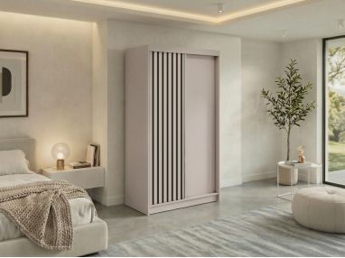 Szafa przesuwna LUMOS 120 - kaszmir, z lamelami czarnymi