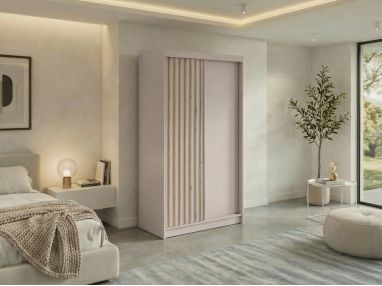 Szafa przesuwna LUMOS 120 - kaszmir, z lamelami dąb aristan