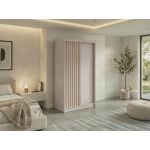 Szafa przesuwna LUMOS 120 cm - kaszmir, z lamelami dąb aristan