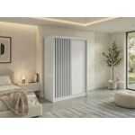 Szafa przesuwna LUMOS 150 cm - biały, z lamelami czarnymi