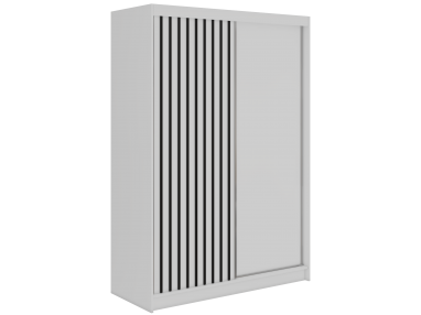 Szafa przesuwna LUMOS 150 - biały, z lamelami czarnymi