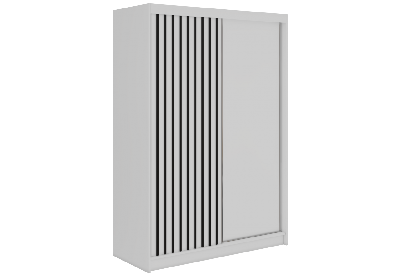 Szafa przesuwna LUMOS 150 cm - biały, z lamelami czarnymi