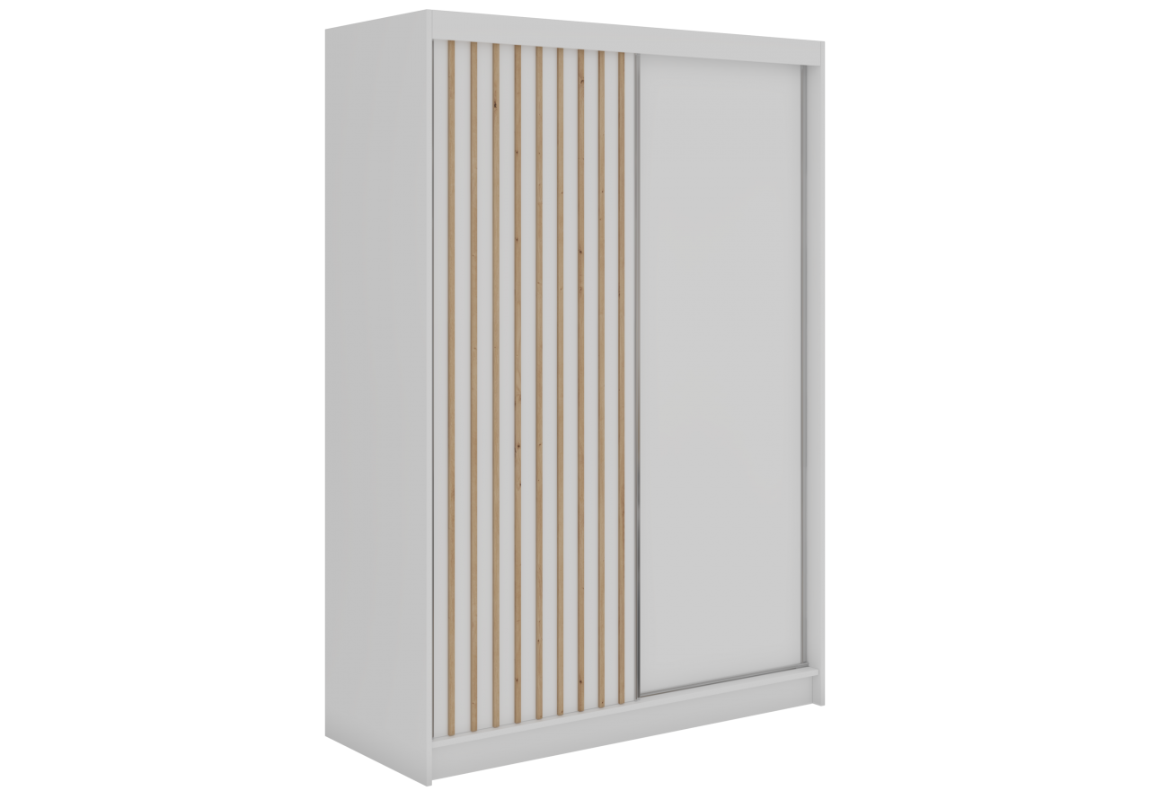 Szafa przesuwna LUMOS 150 cm - biały, z lamelami dąb aristan