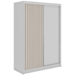 Szafa przesuwna LUMOS 150 cm - biały, z lamelami dąb aristan