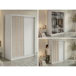 Szafa przesuwna LUMOS 150 cm - biały, z lamelami dąb aristan