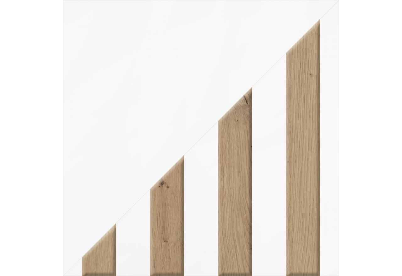 Szafa przesuwna LUMOS 150 cm - biały, z lamelami dąb aristan