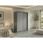 Szafa przesuwna LUMOS 150 cm - szary, z lamelami białymi