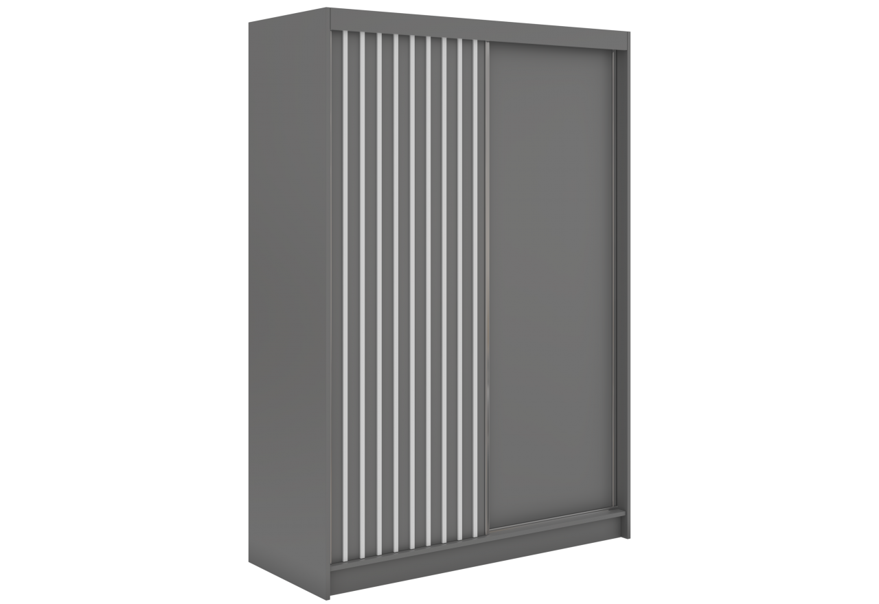 Szafa przesuwna LUMOS 150 cm - szary, z lamelami białymi