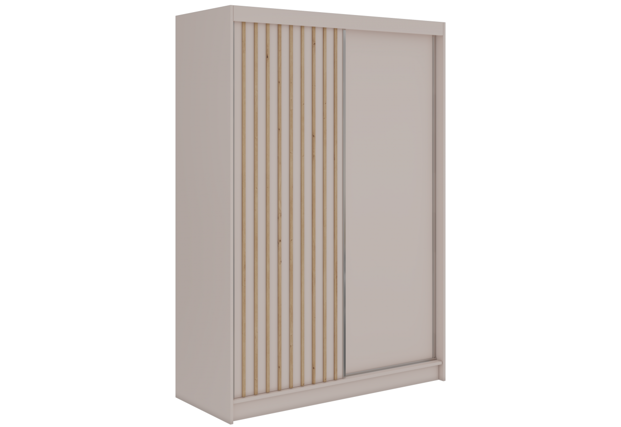 Szafa przesuwna LUMOS 150 cm - kaszmir, z lamelami dąb aristan