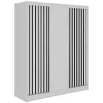 Szafa przesuwna LUMOS 180 cm - biały, z lamelami czarnymi + 2 szuflady