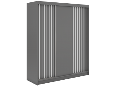 Szafa przesuwna LUMOS 180 - szary, z lamelami białymi + 2 szuflady