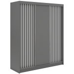 Szafa przesuwna LUMOS 180 cm - szary, z lamelami białymi + 2 szuflady