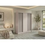 Szafa przesuwna LUMOS 180 cm - kaszmir, z lamelami czarnymi + 2 szuflady