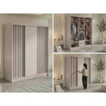 Szafa przesuwna LUMOS 180 cm - kaszmir, z lamelami czarnymi + 2 szuflady