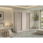 Szafa przesuwna LUMOS 180 cm - kaszmir, z lamelami dąb aristan + 2 szuflady