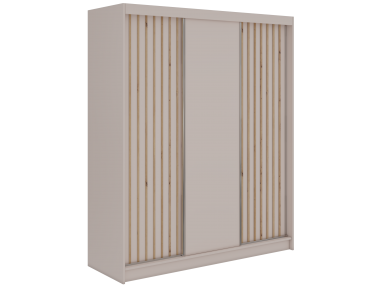 Szafa przesuwna LUMOS 180 - kaszmir, z lamelami dąb aristan + 2 szuflady