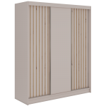 Szafa przesuwna LUMOS 180 cm - kaszmir, z lamelami dąb aristan + 2 szuflady