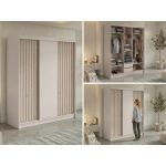 Szafa przesuwna LUMOS 180 cm - kaszmir, z lamelami dąb aristan + 2 szuflady